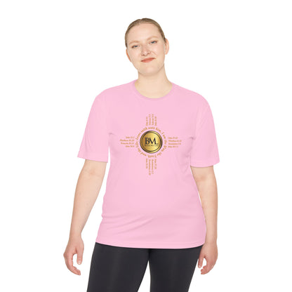 A New Mexican Favorite, King’s Strength Heavy Tee with Biblical Scriptures surrounding BML logo and in the form of the famed & respected Zia Pueblo Symbol