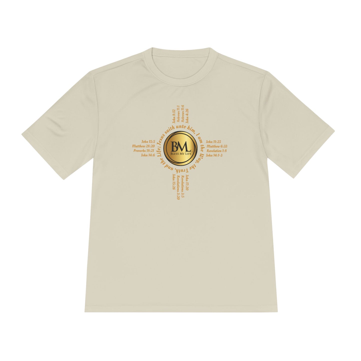 A New Mexican Favorite, King’s Strength Heavy Tee with Biblical Scriptures surrounding BML logo and in the form of the famed & respected Zia Pueblo Symbol