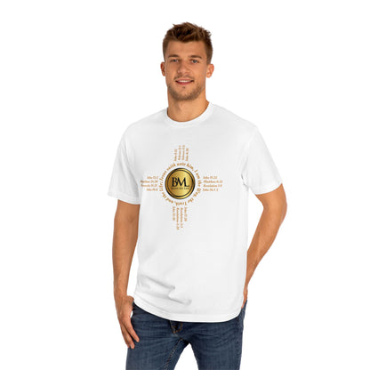 A New Mexican Favorite, Eternal Grace Classic Tee with Biblical Scriptures surrounding BML logo and in the form of the famed & respected Zia Pueblo Symbol