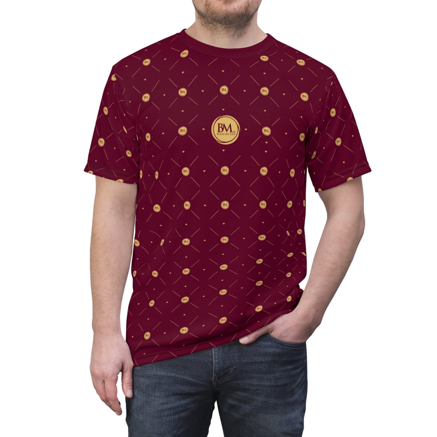 BML Luxe Pattern Cut & Sew Maroon Tee