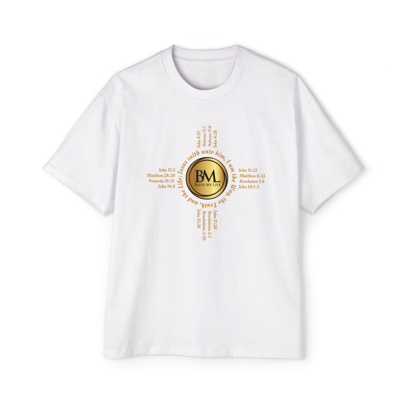 A New Mexican Favorite, Strength in Christ Performance Tee with Biblical Scriptures surrounding BML logo and in the form of the famed & respected Zia Pueblo Symbol