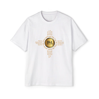 A New Mexican Favorite, Strength in Christ Performance Tee with Biblical Scriptures surrounding BML logo and in the form of the famed & respected Zia Pueblo Symbol