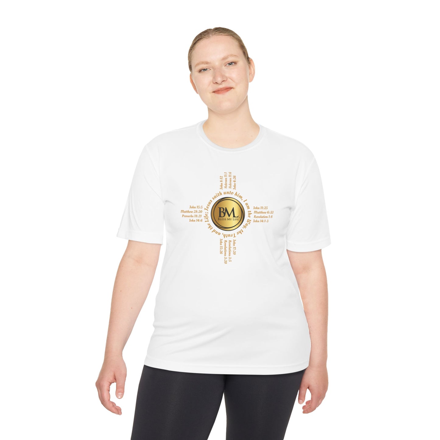 A New Mexican Favorite, King’s Strength Heavy Tee with Biblical Scriptures surrounding BML logo and in the form of the famed & respected Zia Pueblo Symbol