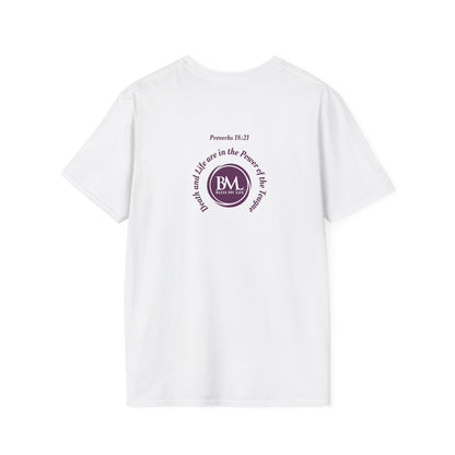 Proverbs 18:21 Death and life are in the power of the tongue, Purple Logo, Unisex Triblend Tee, A daily reminder to speak, think, and act as positively as possible.