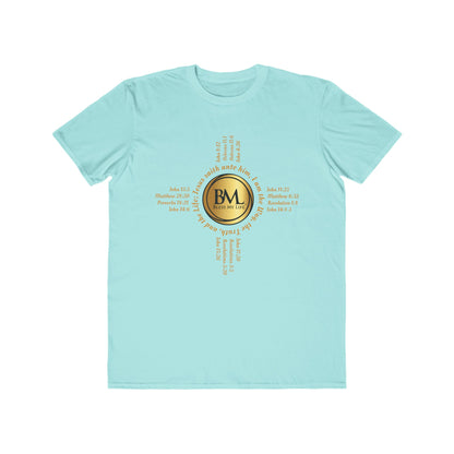 A New Mexican Favorite, Kingdom Walk Fashion Tee with Biblical Scriptures surrounding BML logo and in the form of the famed & respected Zia Pueblo Symbol