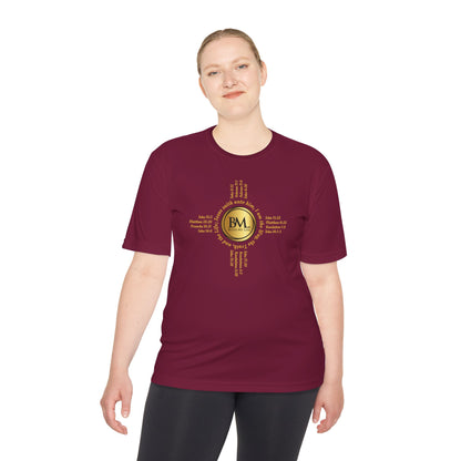 A New Mexican Favorite, King’s Strength Heavy Tee with Biblical Scriptures surrounding BML logo and in the form of the famed & respected Zia Pueblo Symbol