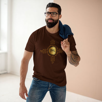 A New Mexican Favorite, Kingdom Essential Tee with Biblical Scriptures surrounding BML logo and in the form of the famed & respected Zia Pueblo Symbol