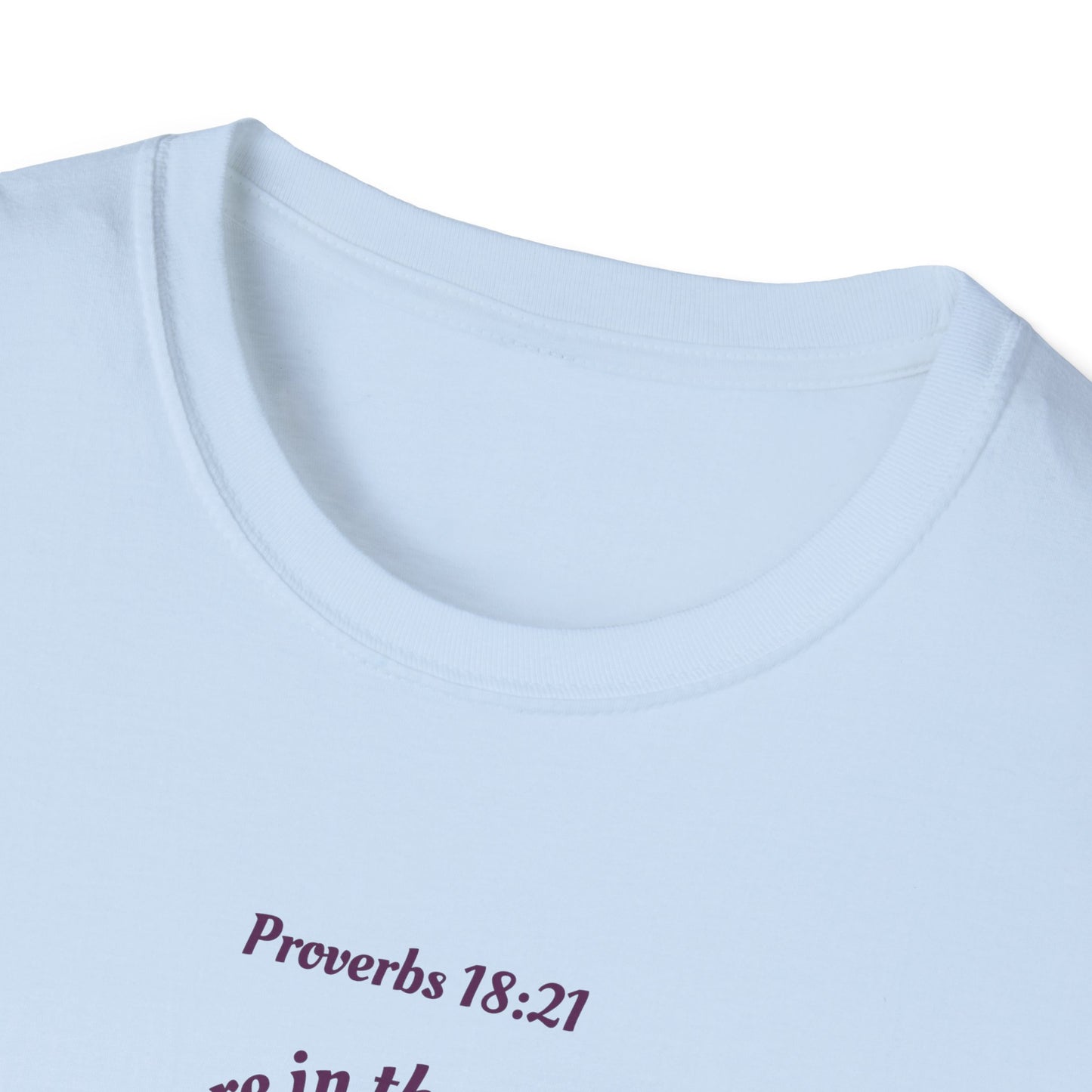 Proverbs 18:21 Death and life are in the power of the tongue, Purple Logo, Unisex Triblend Tee, A daily reminder to speak, think, and act as positively as possible.