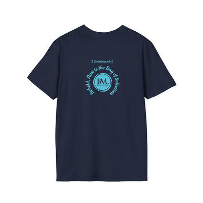 2 Corinthians 6:2 behold, now is the day of salvation, Aqua Blue Logo, Unisex Triblend Tee, A daily reminder that Salvation through Jesus is TODAY!