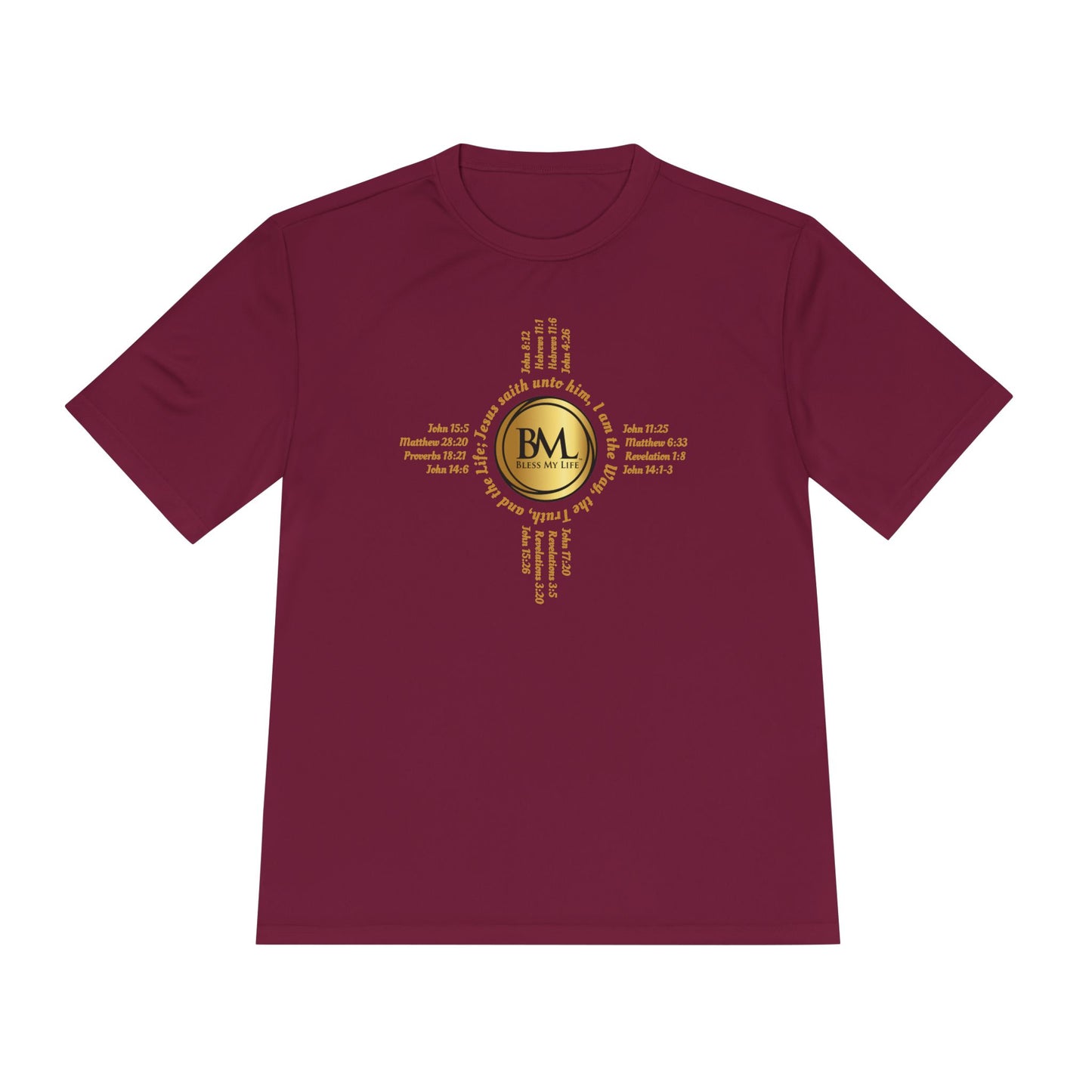 A New Mexican Favorite, King’s Strength Heavy Tee with Biblical Scriptures surrounding BML logo and in the form of the famed & respected Zia Pueblo Symbol