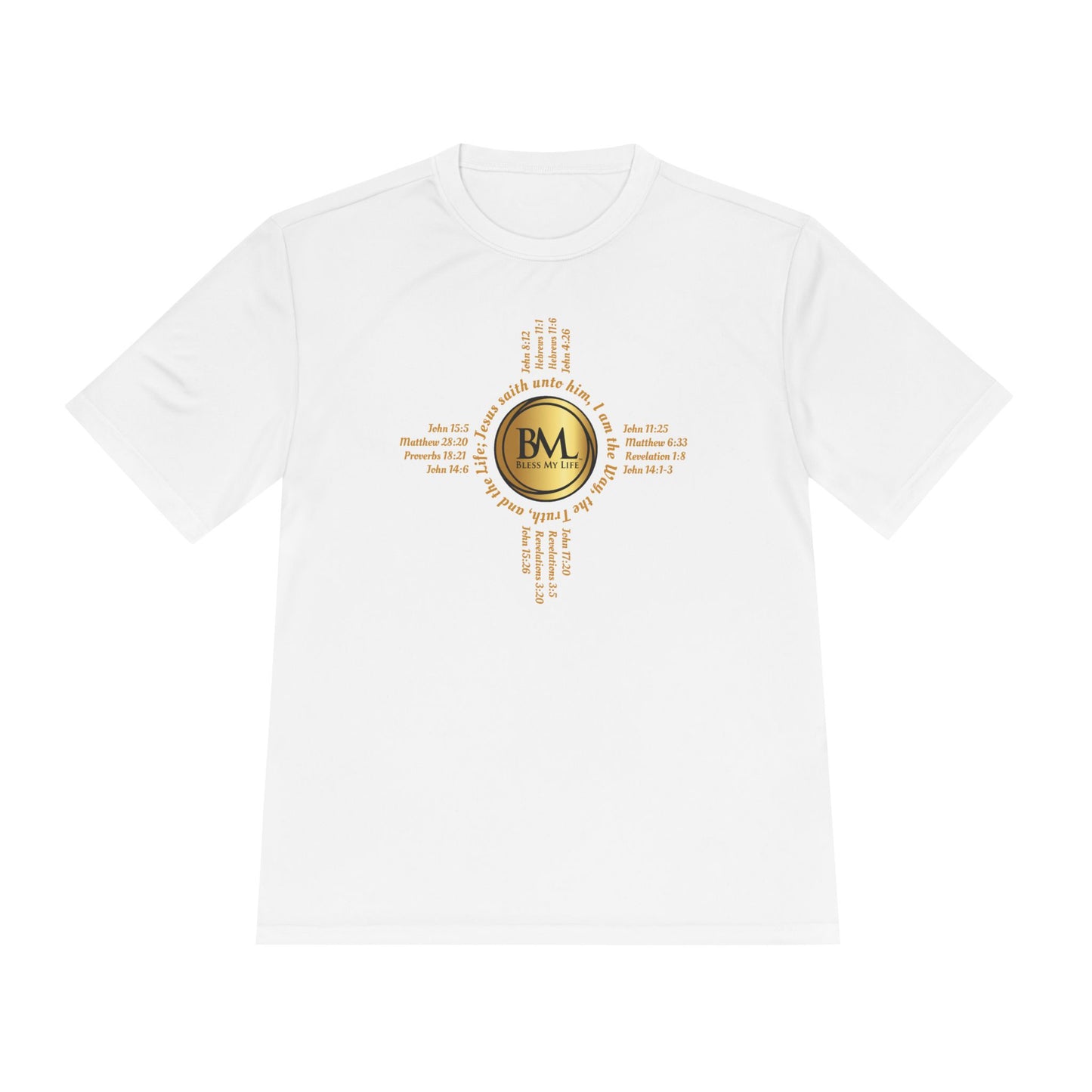 A New Mexican Favorite, King’s Strength Heavy Tee with Biblical Scriptures surrounding BML logo and in the form of the famed & respected Zia Pueblo Symbol