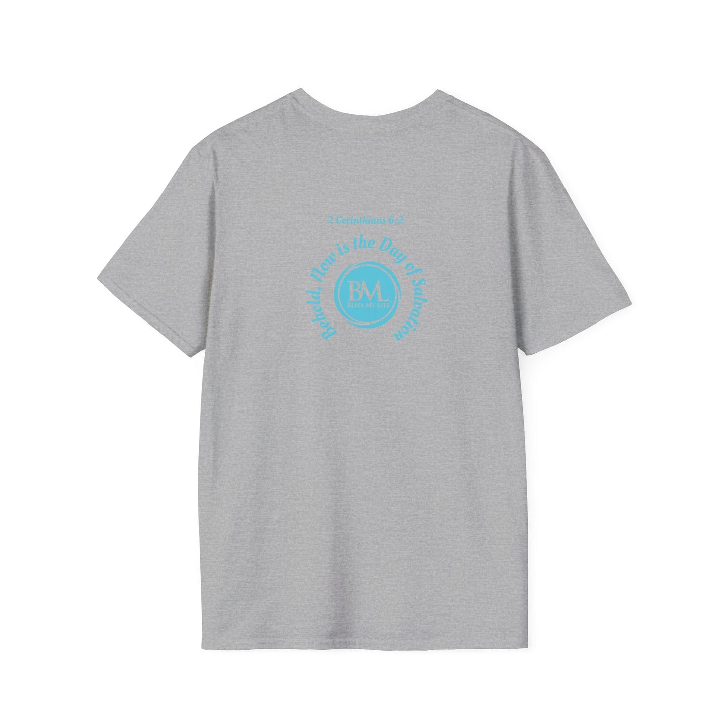 2 Corinthians 6:2 behold, now is the day of salvation, Aqua Blue Logo, Unisex Triblend Tee, A daily reminder that Salvation through Jesus is TODAY!