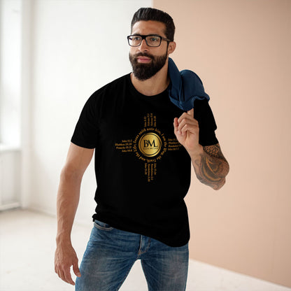 A New Mexican Favorite, Kingdom Essential Tee with Biblical Scriptures surrounding BML logo and in the form of the famed & respected Zia Pueblo Symbol