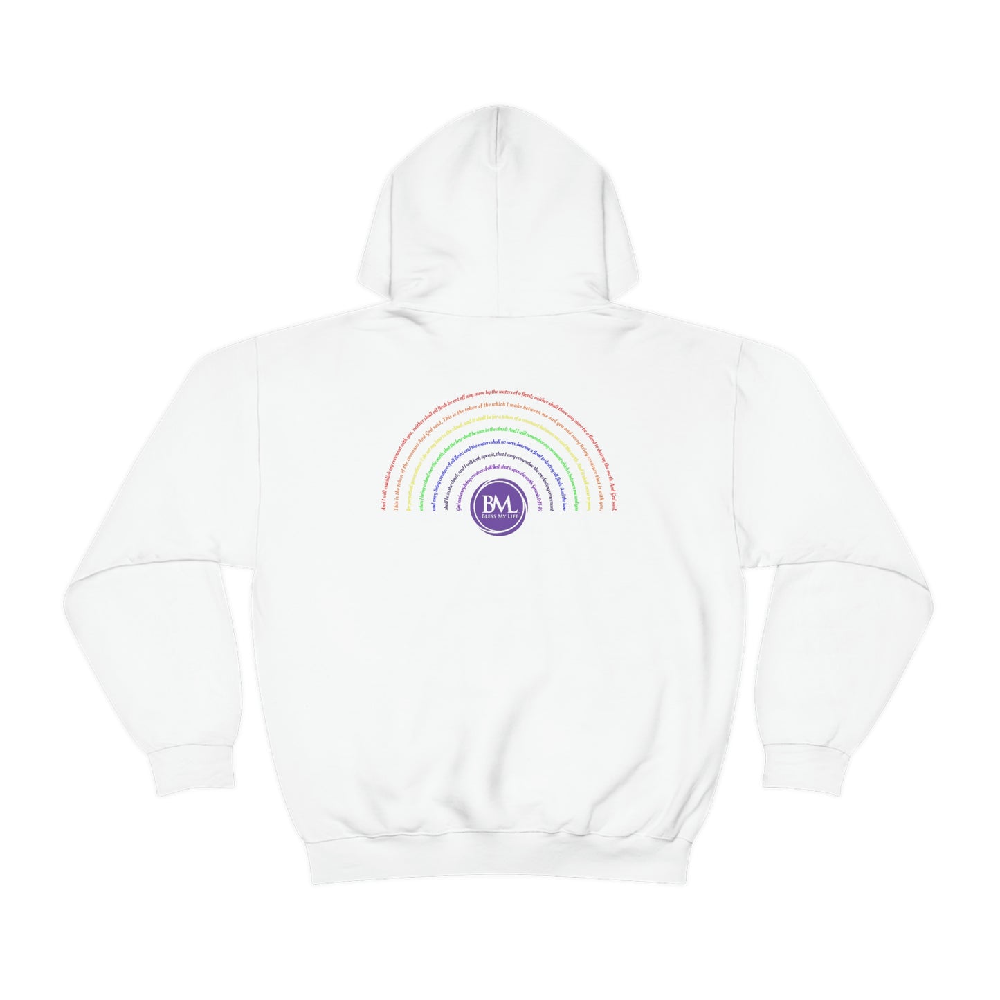 God's covenant in Biblical Scripture & in the form of His bow, the Rainbow. A Worldwide Favorite Covenant seeing in the sky by Billions! Unisex Heavy Blend™ Hooded Sweatshirt