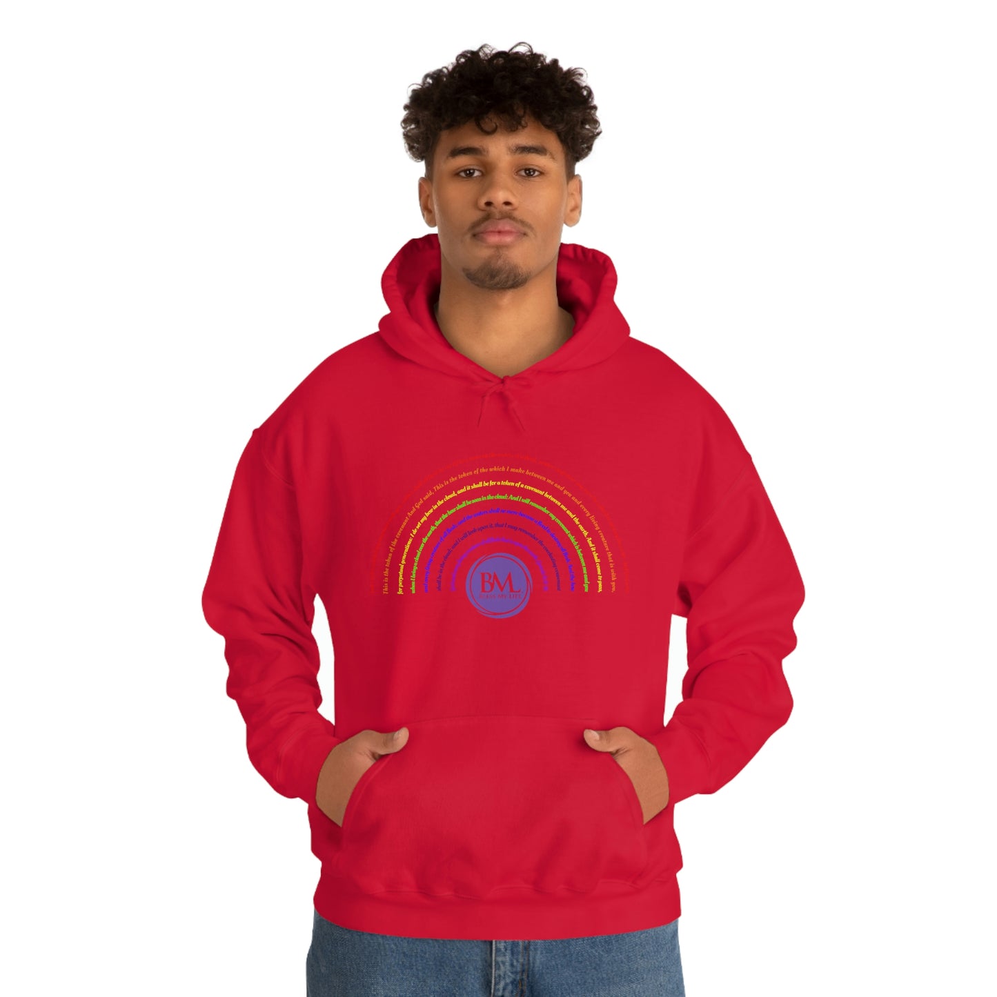 God's covenant in Biblical Scripture & in the form of His bow, the Rainbow. A Worldwide Favorite Covenant seeing in the sky by Billions! Unisex Heavy Blend™ Hooded Sweatshirt