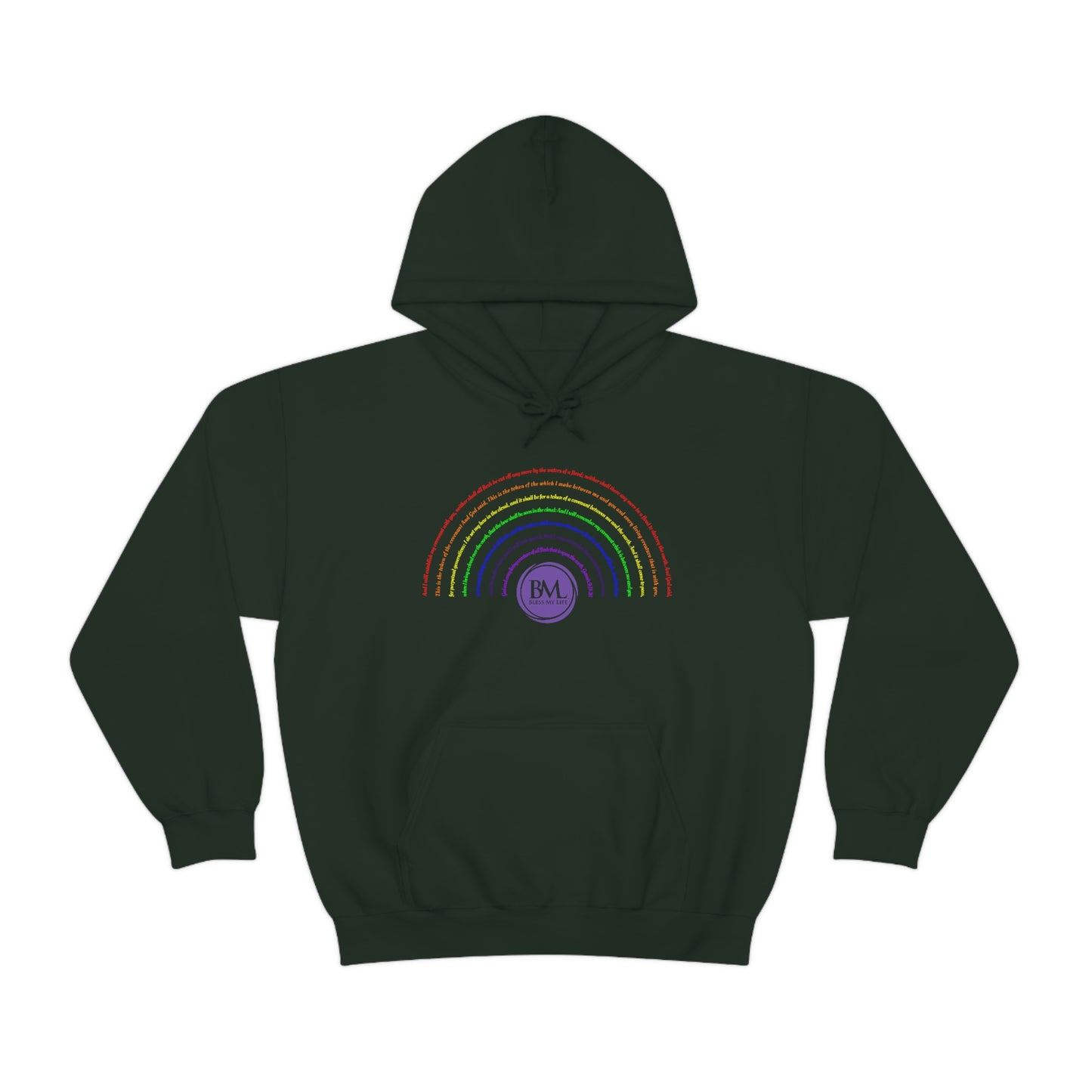 God's covenant in Biblical Scripture & in the form of His bow, the Rainbow. A Worldwide Favorite Covenant seeing in the sky by Billions! Unisex Heavy Blend™ Hooded Sweatshirt