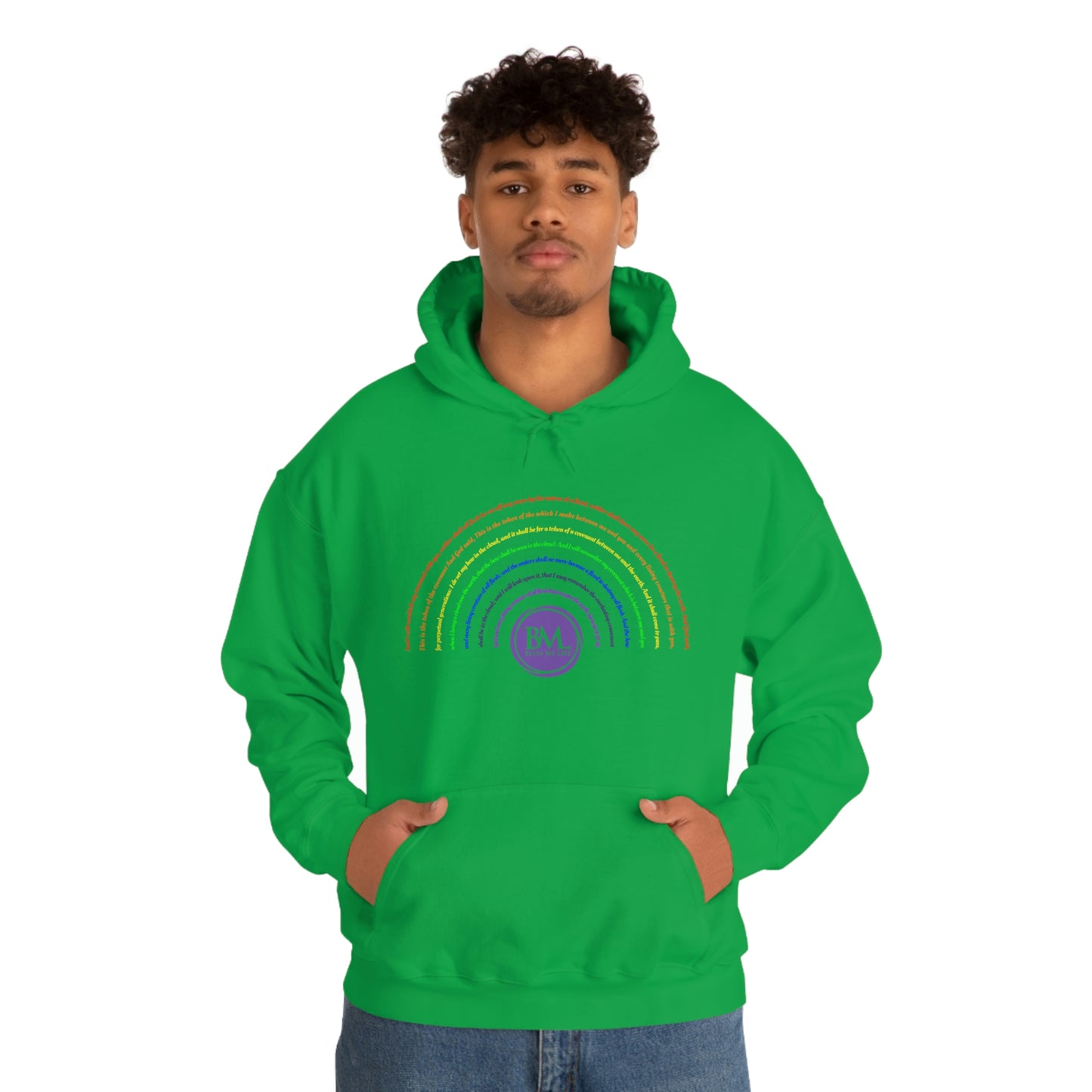 God's covenant in Biblical Scripture & in the form of His bow, the Rainbow. A Worldwide Favorite Covenant seeing in the sky by Billions! Unisex Heavy Blend™ Hooded Sweatshirt