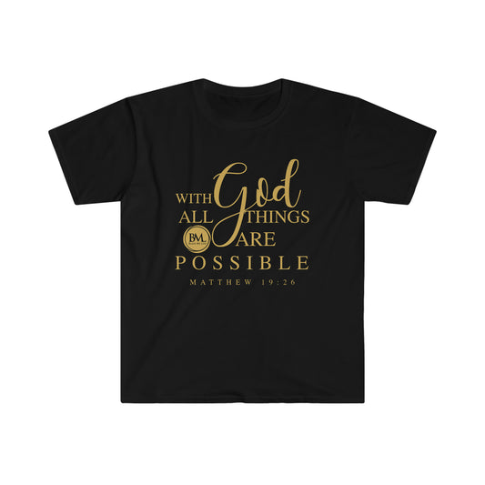 Matthew 19:26 With God All Things Are Possible | Softstyle T-Shirt | Bless My Life