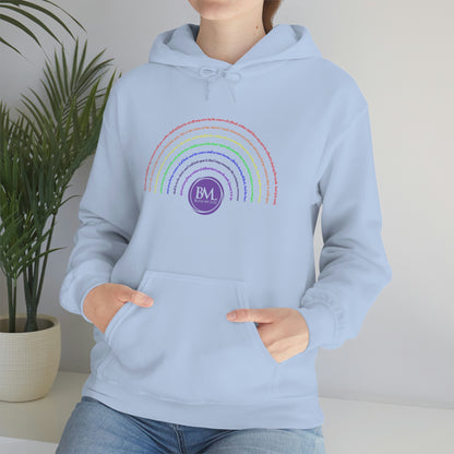 God's covenant in Biblical Scripture & in the form of His bow, the Rainbow. A Worldwide Favorite Covenant seeing in the sky by Billions! Unisex Heavy Blend™ Hooded Sweatshirt