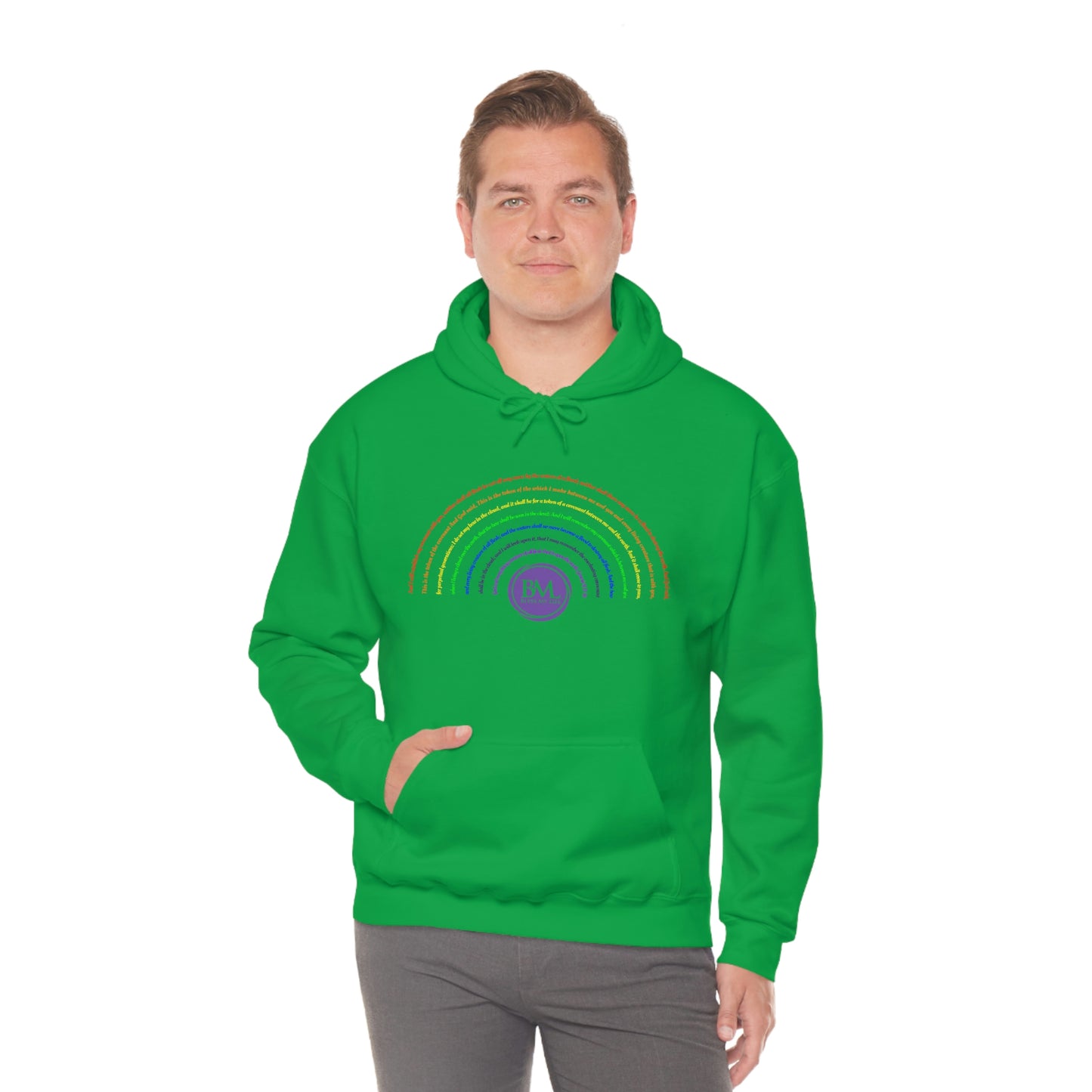 God's covenant in Biblical Scripture & in the form of His bow, the Rainbow. A Worldwide Favorite Covenant seeing in the sky by Billions! Unisex Heavy Blend™ Hooded Sweatshirt