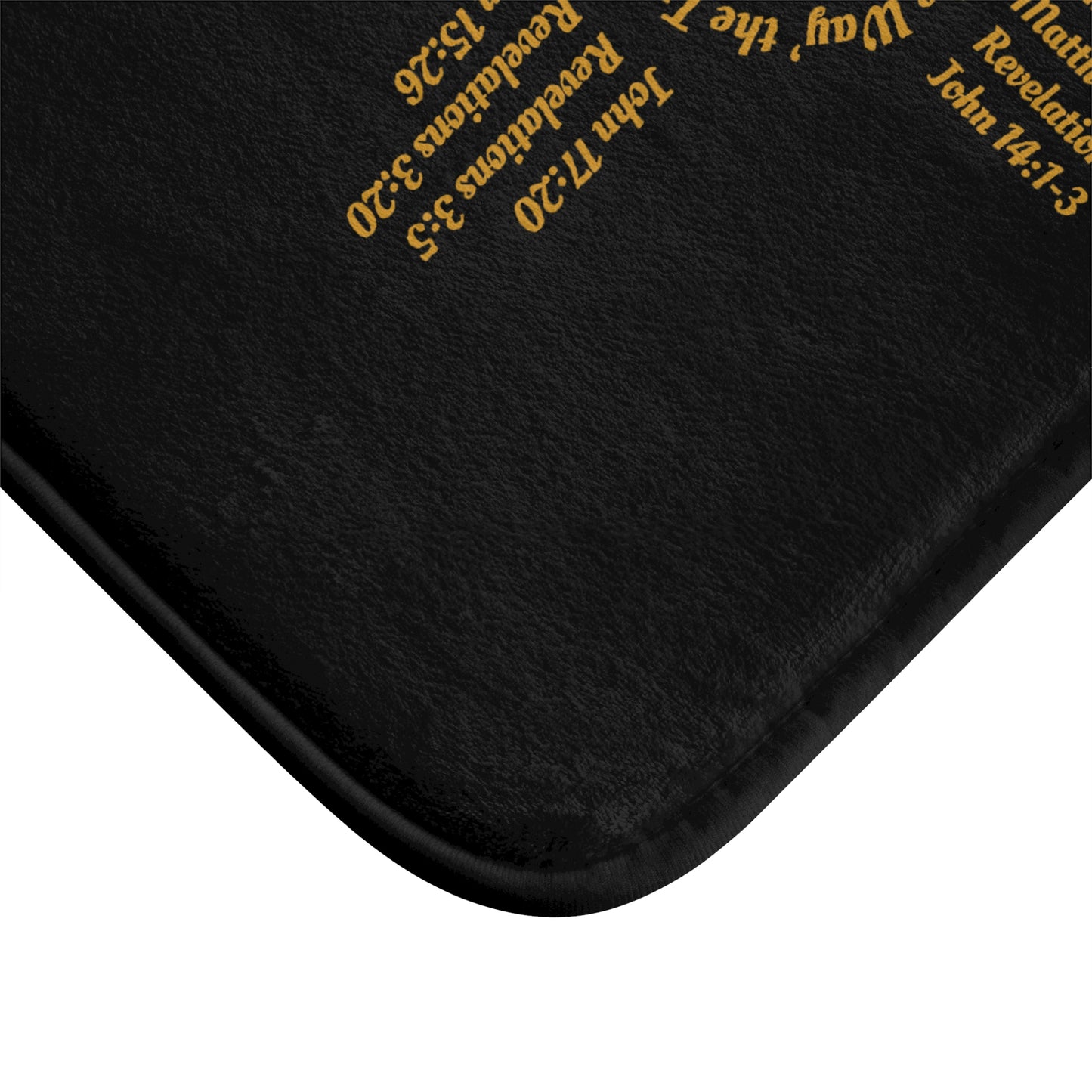 Black Bath Mat with Gold Zia Biblical Scriptures, A New Mexico Icon & Favorite!
