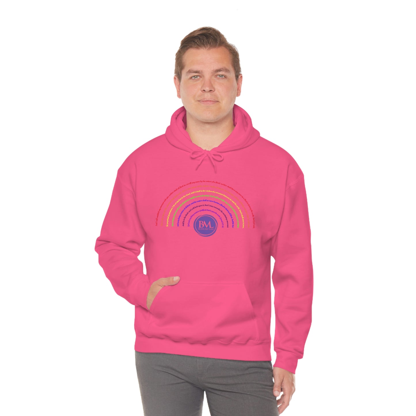 God's covenant in Biblical Scripture & in the form of His bow, the Rainbow. A Worldwide Favorite Covenant seeing in the sky by Billions! Unisex Heavy Blend™ Hooded Sweatshirt