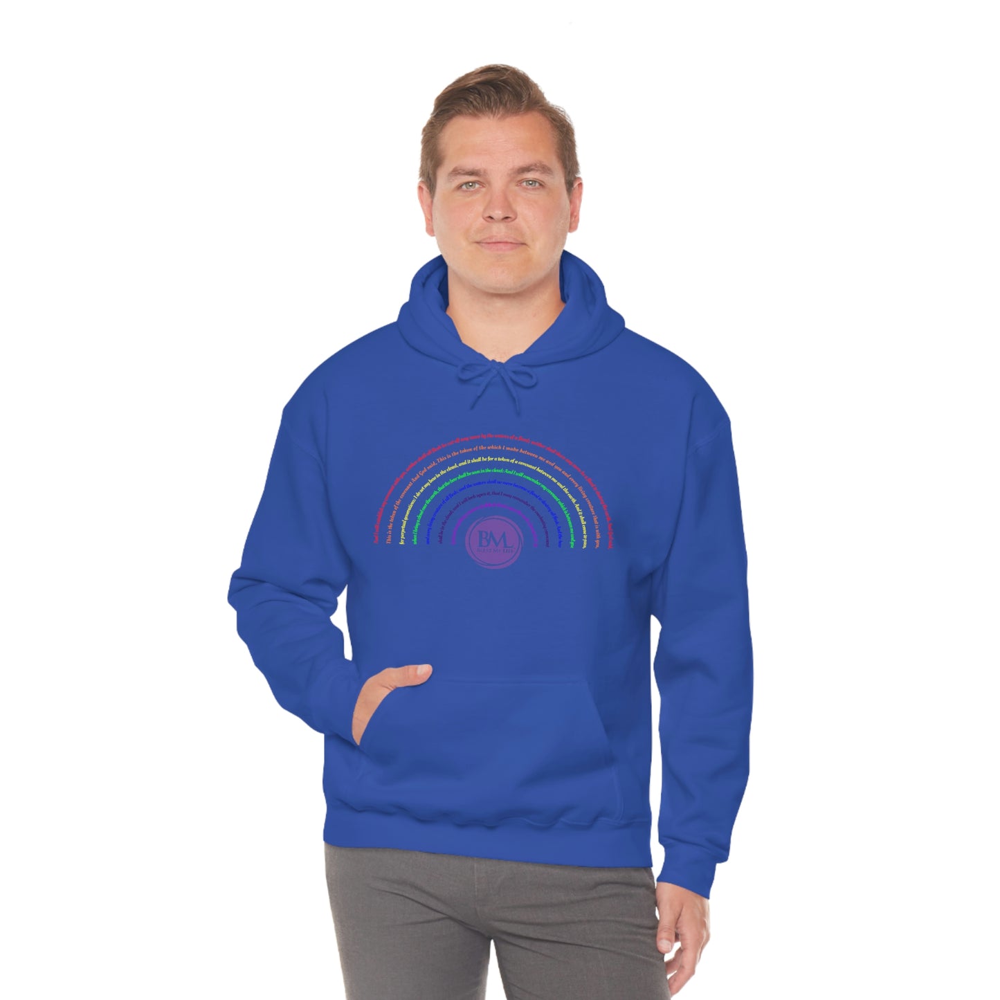 God's covenant in Biblical Scripture & in the form of His bow, the Rainbow. A Worldwide Favorite Covenant seeing in the sky by Billions! Unisex Heavy Blend™ Hooded Sweatshirt