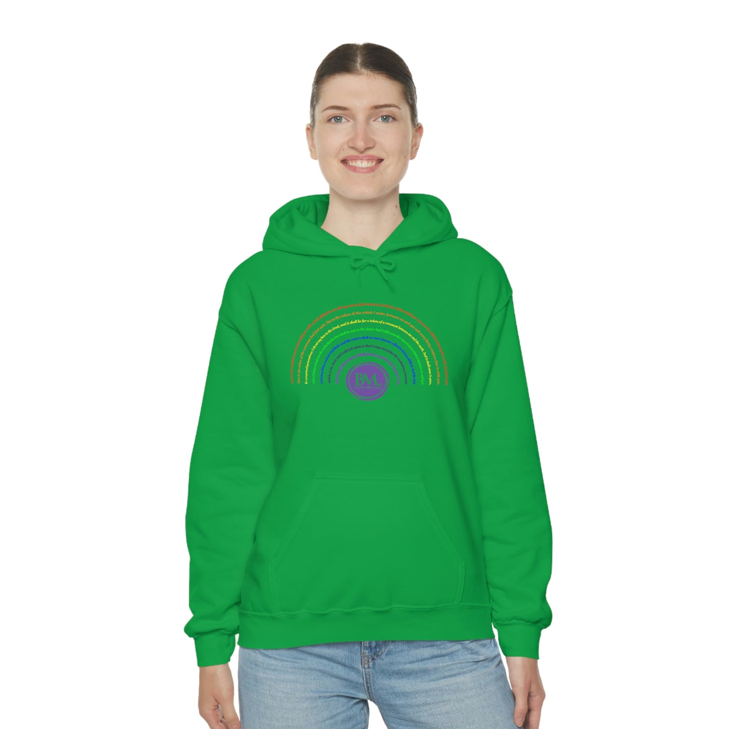 God's covenant in Biblical Scripture & in the form of His bow, the Rainbow. A Worldwide Favorite Covenant seeing in the sky by Billions! Unisex Heavy Blend™ Hooded Sweatshirt