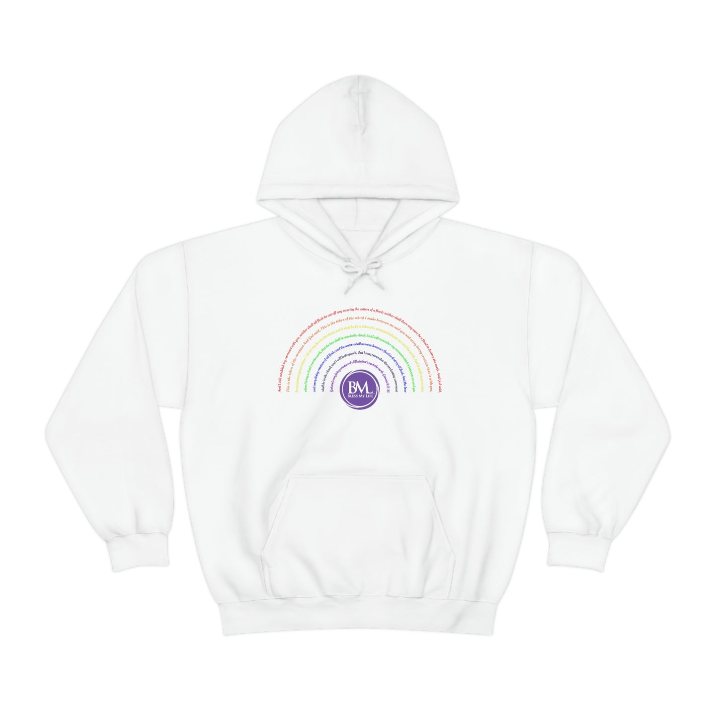 God's covenant in Biblical Scripture & in the form of His bow, the Rainbow. A Worldwide Favorite Covenant seeing in the sky by Billions! Unisex Heavy Blend™ Hooded Sweatshirt