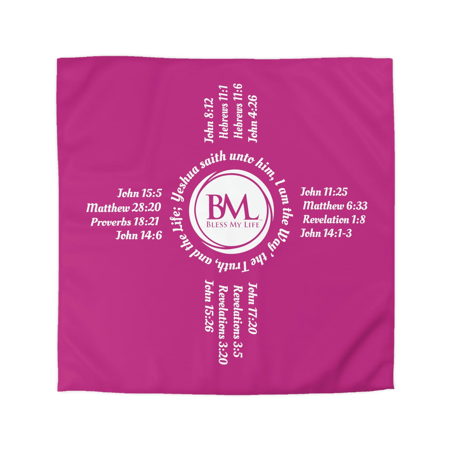 Literally COVER Yourself with Biblical Scriptures with this Zia Symbol Microfiber Duvet Cover, A New Mexico Icon & Favorite! Pink Cover with White Zia!