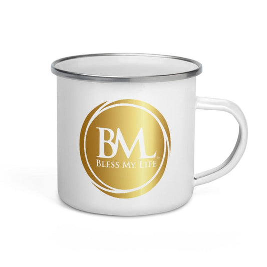 Bless My Life™, And Bless Yours Too™ Enamel Mug Gold Logo - Bless My Life ™